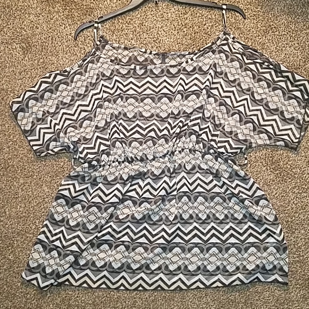 Sheer cold shoulder blouse